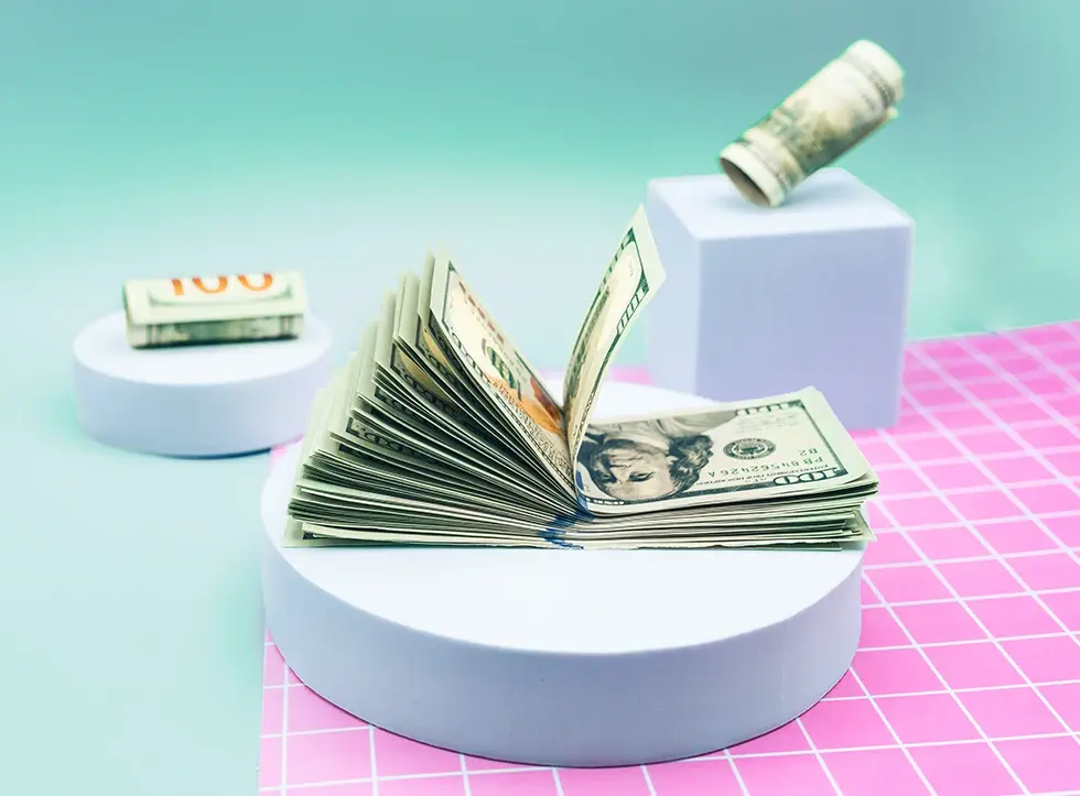 3D image with banknotes